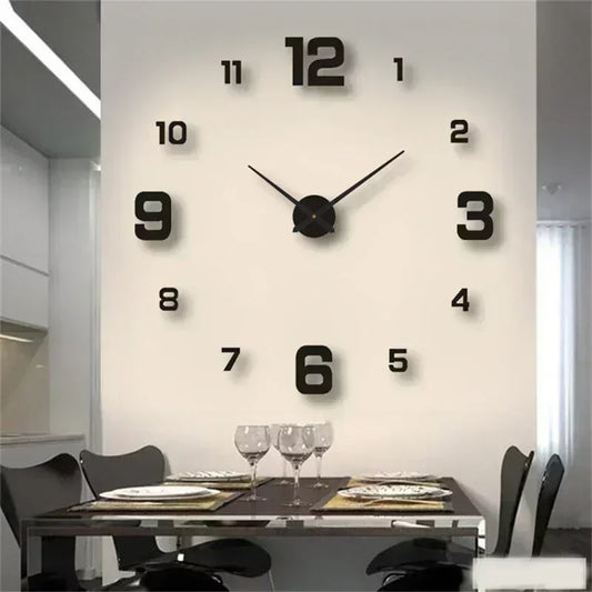 Giant Wall Clock for Home Office 40cm - Frameless Modern 3D Wall Clock