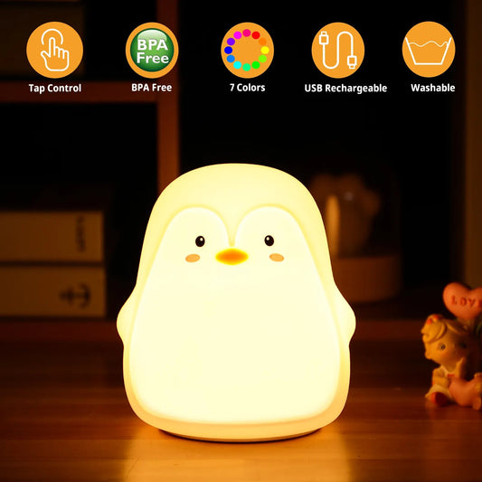 Cute Baby Penguin Night Light 7 Colors - Bedroom Lamp
