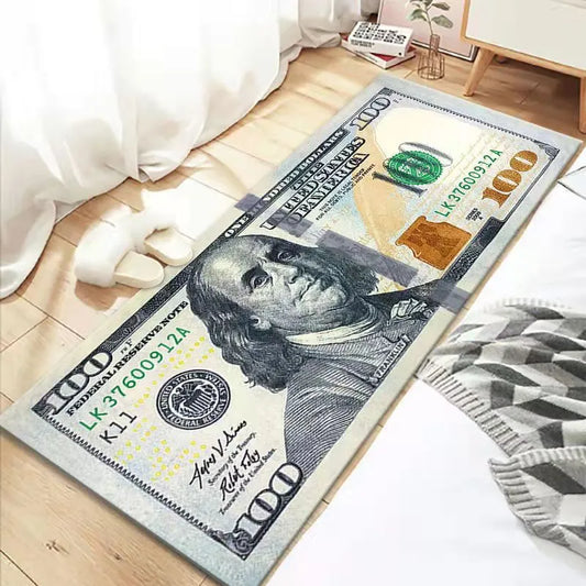 Plush Hundred Dollar Bill 3D Rug 