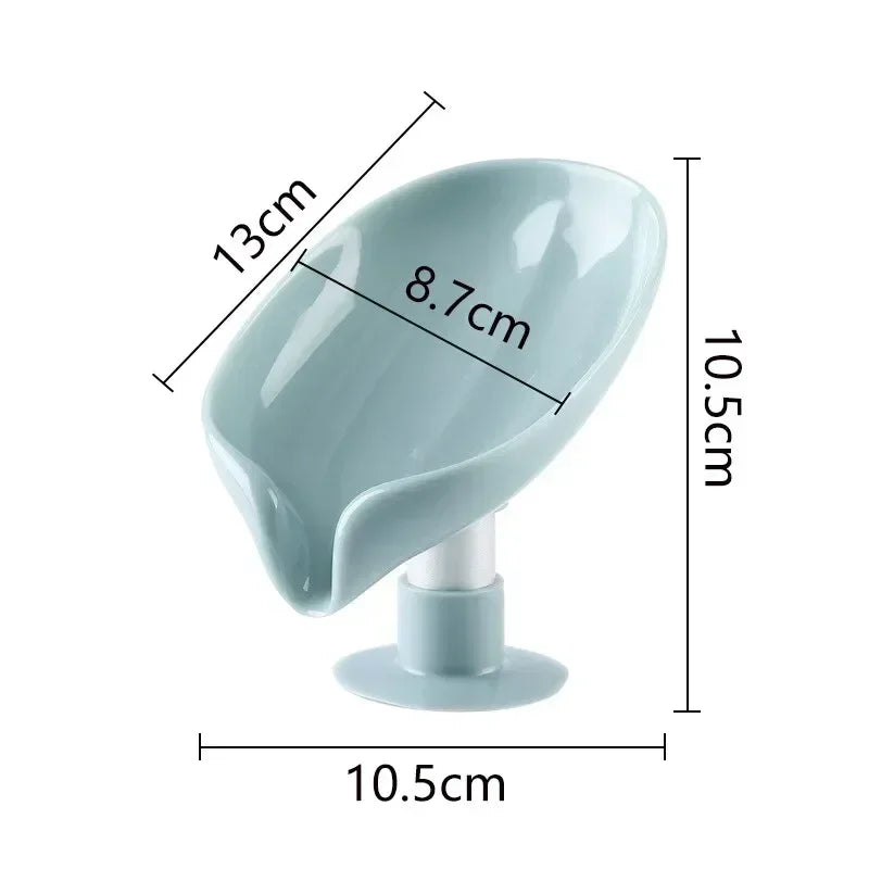 Leaf-Shaped Soap Holder with Suction Cup Tray for Efficient Drainage - 1Pc - DealNova