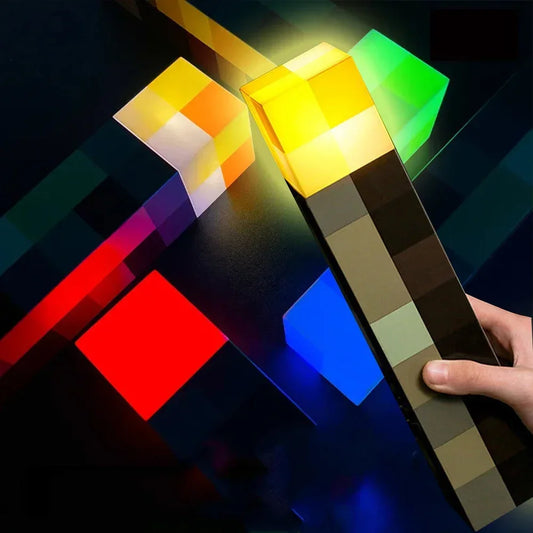 Minecraft Replica Brownstone Torch Lamp 4 Colors Bedroom Decorative - DealNova