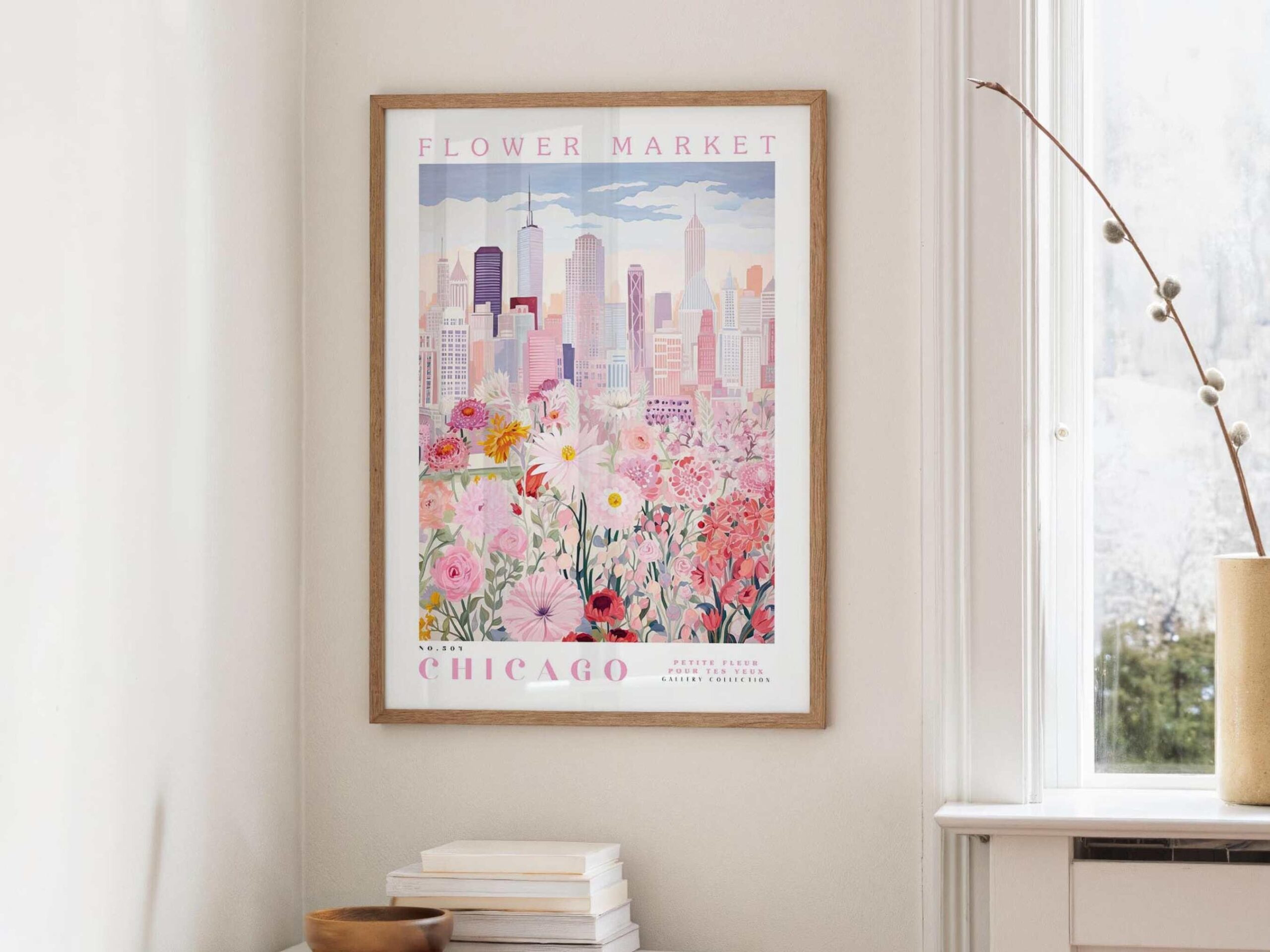 Chicago Flower Market Wall Art Print - Floral Skyline Poster - Image 3