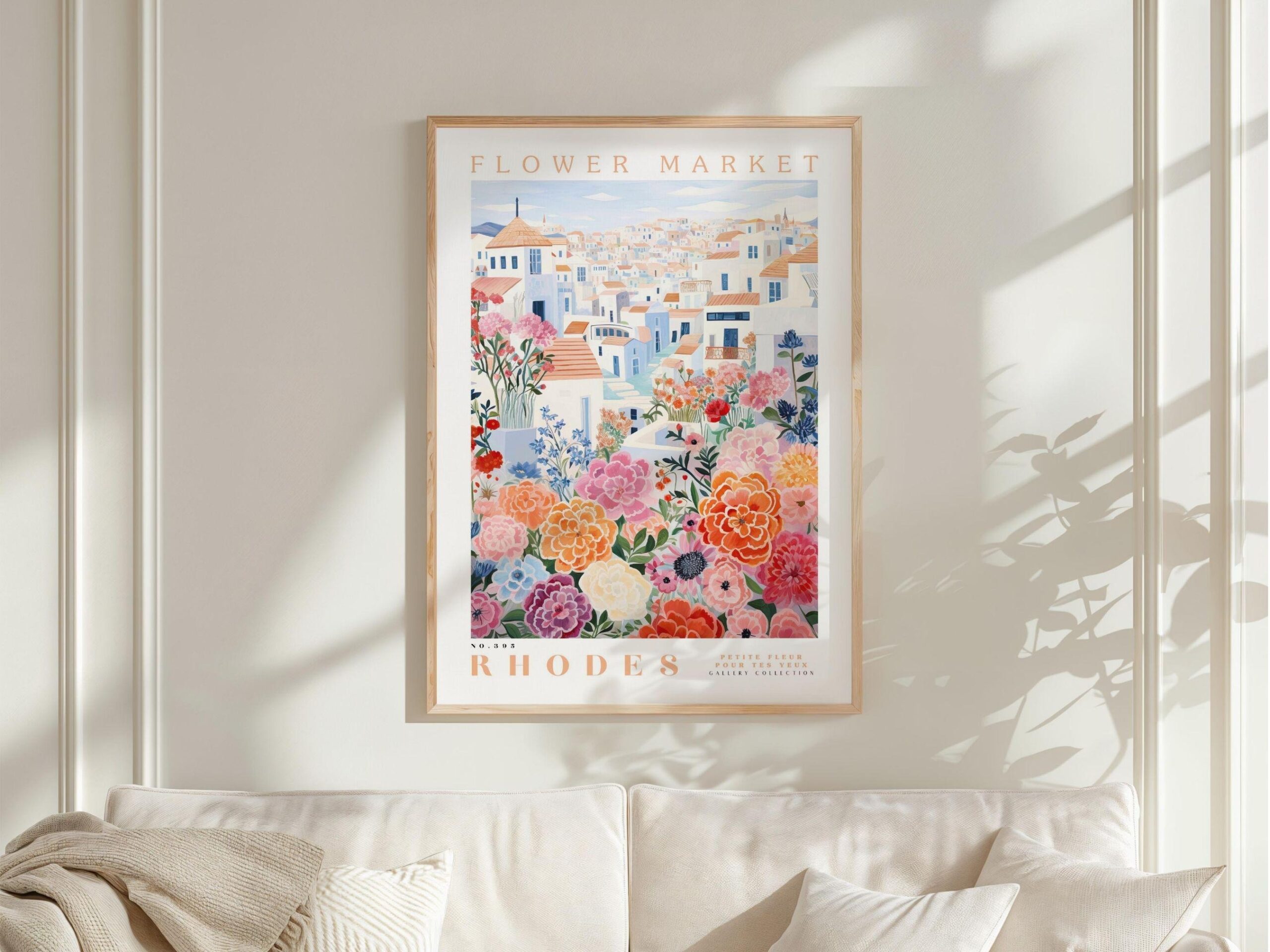 Rhodes Flower Market Wall Art Print - Greek Floral Poster